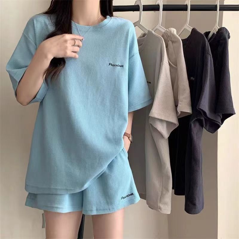 Summer Clothing Set For Girls - 젊은 여성 여름 루즈핏 반팔 반바지