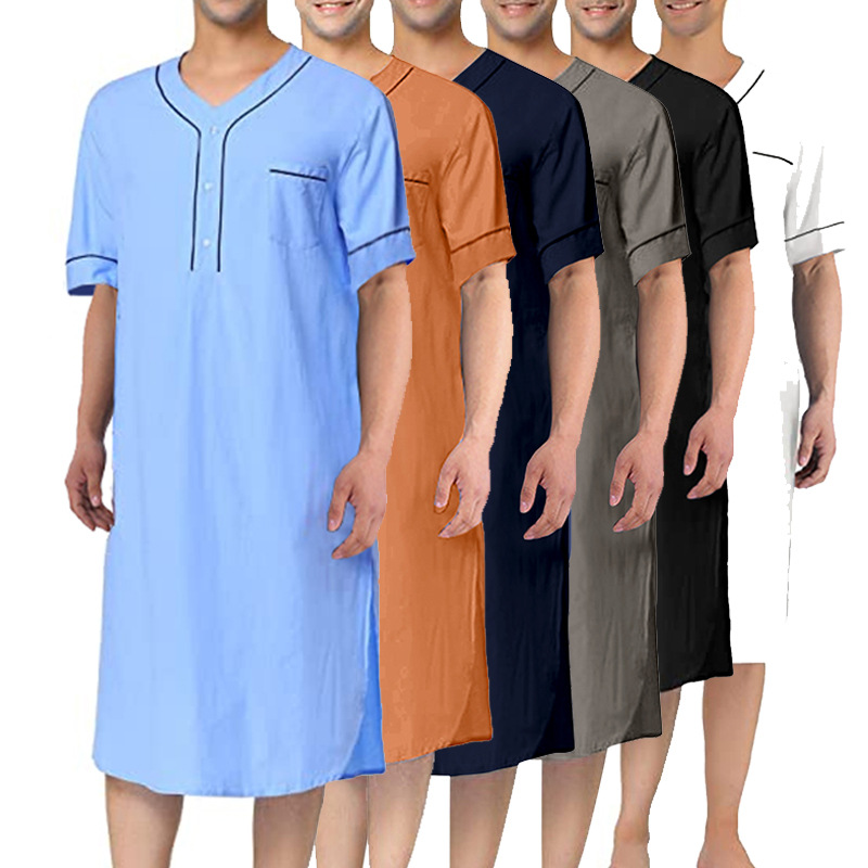 Summer House Clothing - 남성용 여름 반팔 얇은 잠옷, 무슬림