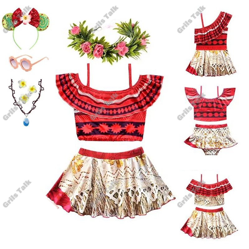 Summer Clothing Set For Girls - 여름 요정 공주 모아나 코스프레 수영복