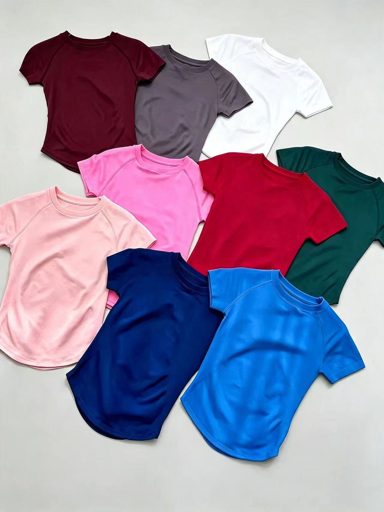 Summer Yoga Clothing - DFUF 여성용 여름 반팔 스포츠 탑,