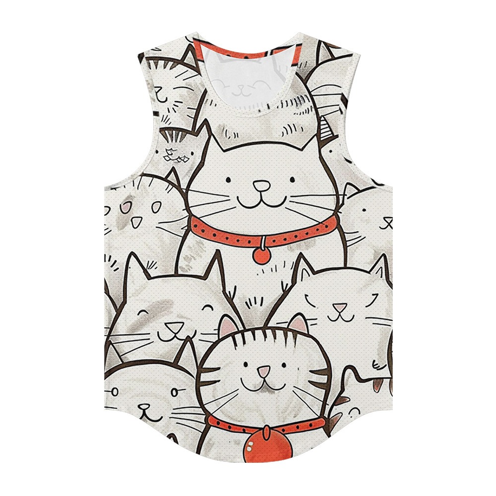 남성 조끼 트렌디 카와이 럭키 고양이 프린트 통기성 해 - Summer Clothing Essentials Men 리뷰 및 가격