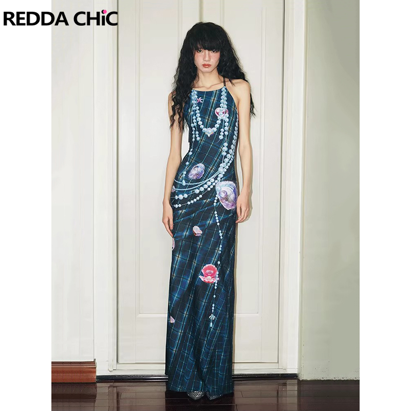 REDDACHiC 3D 프린트 진주 체크 무늬 드레스  - Summer Clothing Drip 리뷰 및 가격