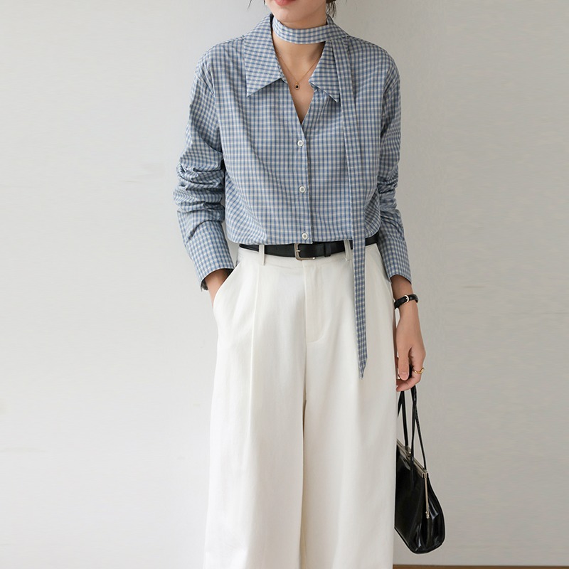 빈티지 여성 블라우스 캐주얼 체크 탑 패션 루즈 여름  - Summer Clothing In French 리뷰 및 가격