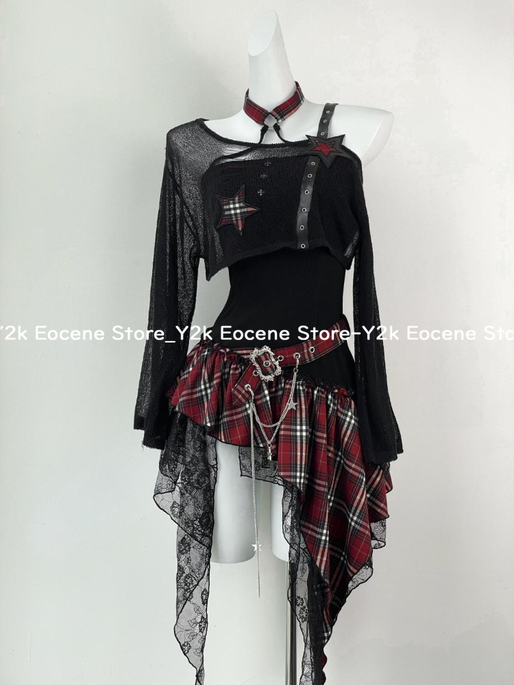 2000 년대 Y2K 매운 소녀 디자인 불규칙한 세트  - Summer Clothing Set For Girls 리뷰 및 가격
