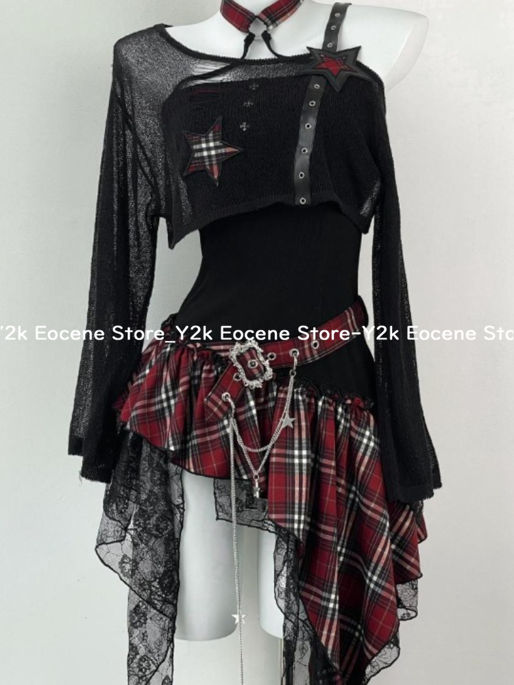 2000 년대 Y2K 매운 소녀 디자인 불규칙한 세트  - Summer Clothing Set For Girls 리뷰 및 가격