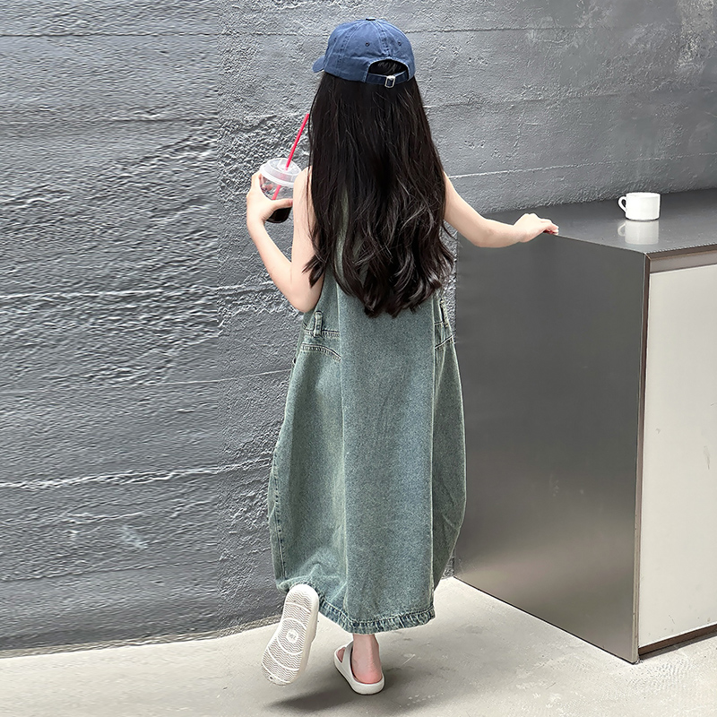 빈티지 블루 어린이 소녀 고품질 민소매 데님 드레스 s - Summer Clothing Set For Girls 리뷰 및 가격