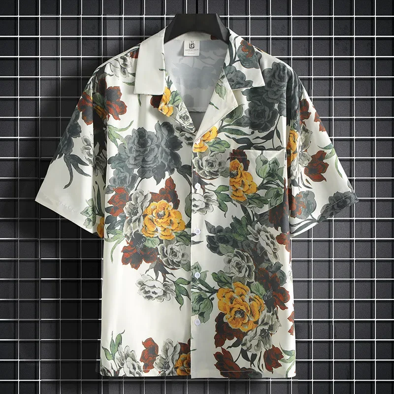 프린트 셔츠 남성용 반팔 셔츠 중국 스타일 얇은 셔츠  - Summer Clothing Styles Men 리뷰 및 가격