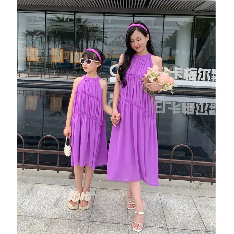 휴가 룩 엄마와 딸 보라색 원피스 휴양지 어머니, 여아 - Summer Clothing Looks 리뷰 및 가격