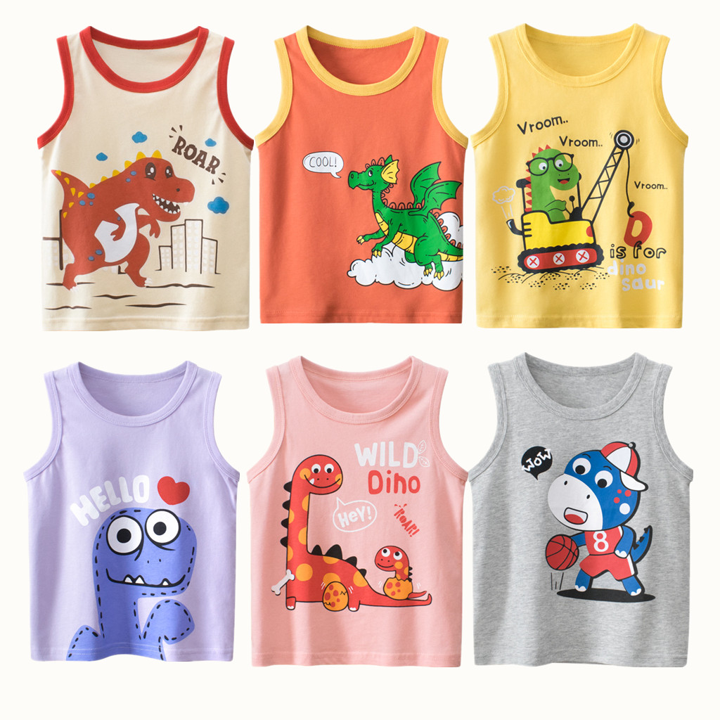 2023 여름 여아용 어린이 조끼, 100% 코튼 공룡 - Summer Clothing Newborn 리뷰 및 가격